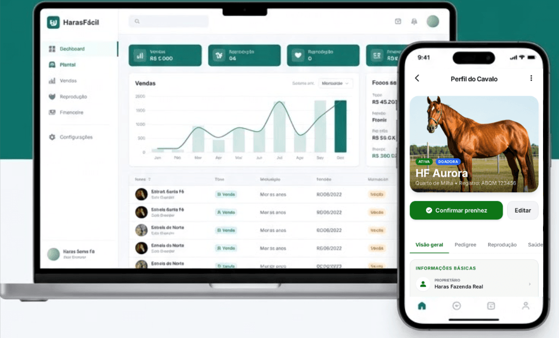Haras Fácil Dashboard App Screen